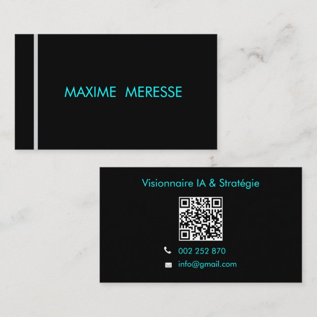 Futuristic Cyber Minimalist QR Code Business Card (Front/Back)