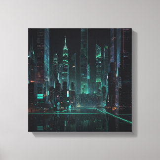 Futuristic Cybernetic Cityscape Canvas Print