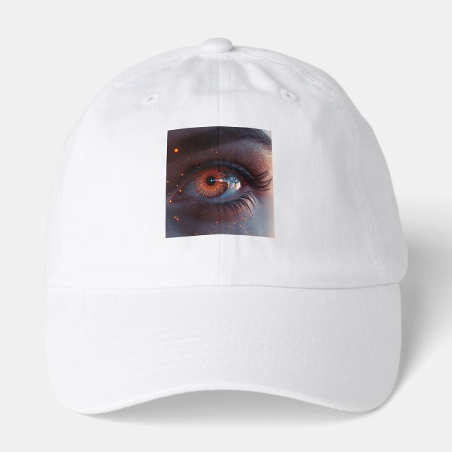Futuristic Cybernetic Eye - Glowing Tech Digital A Hat (Front)