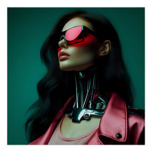 futuristic cybernetic woman poster