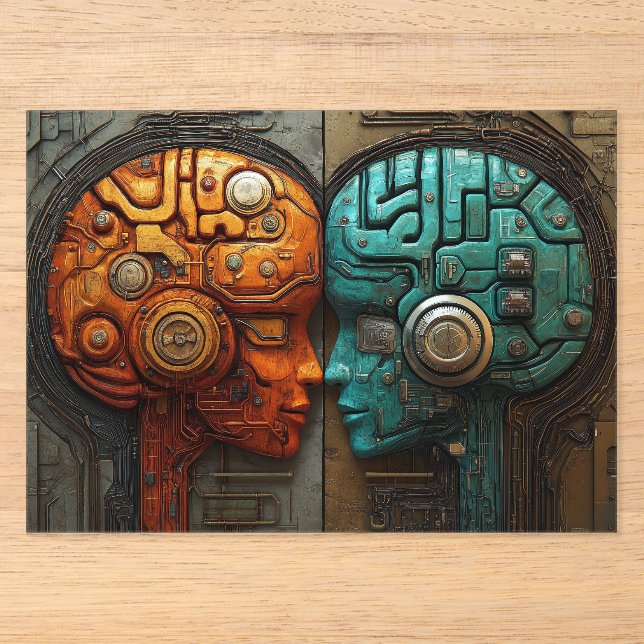 Futuristic Cyberpunk Artificial Intelligence Art Acrylic Invitations (Front)