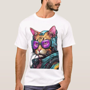 Futuristic Cyberpunk Cat T-Shirt