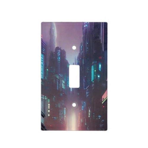 futuristic cyberpunk city light switch cover