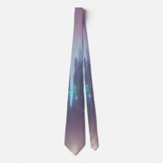 futuristic cyberpunk city neck tie
