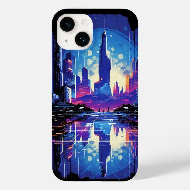 Futuristic Cyberpunk City Skyline Case-Mate iPhone Case (Back)