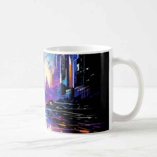 Futuristic Cyberpunk City Skyline Coffee Mug