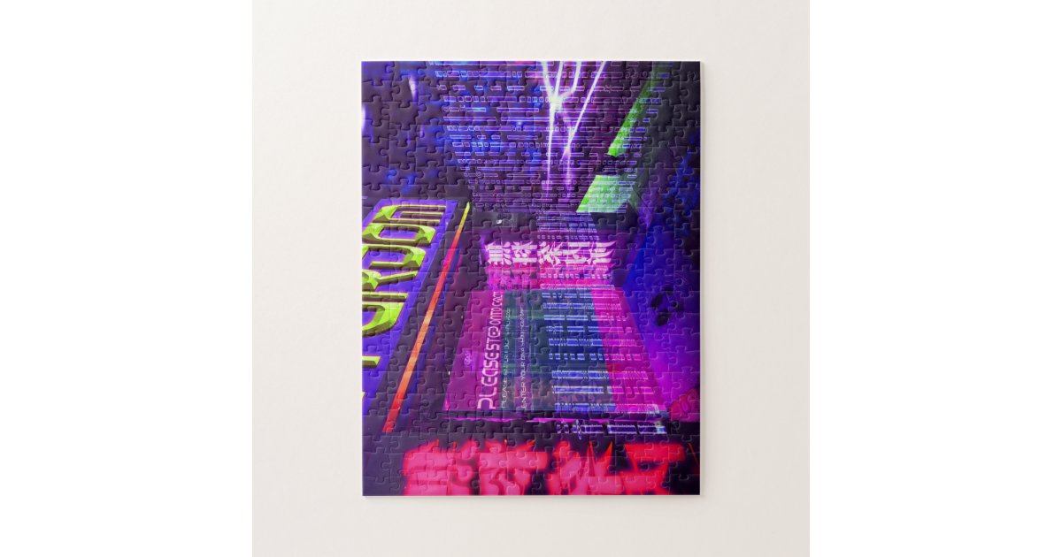 Futuristic Cyberpunk Night Club Jigsaw Puzzle | Zazzle