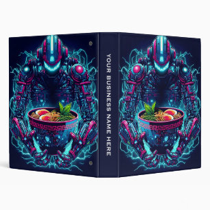 Futuristic Cyberpunk Robot Neon Food Ramen 3 Ring Binder