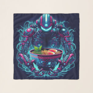 Futuristic Cyberpunk Robot Neon Food Ramen Scarf