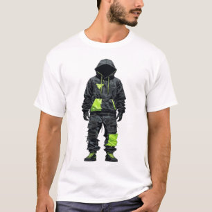 Futuristic Cyberpunk Techwear Neon Green Tactical T-Shirt