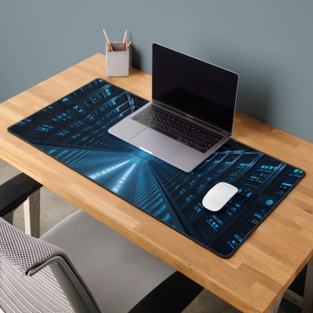 Futuristic Data Center Aisle Desk Mat (Office 2)