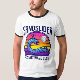Futuristic Desert Worm Surf Club Synthwave T-Shirt