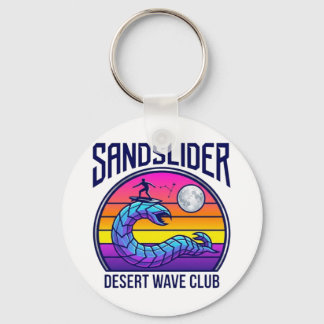 Futuristic Desert Worm Surf Club Synthwave T-Shirt Keychain