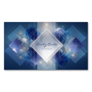 Futuristic Diamond Geometric Cosmic Nebula Business Card Magnet