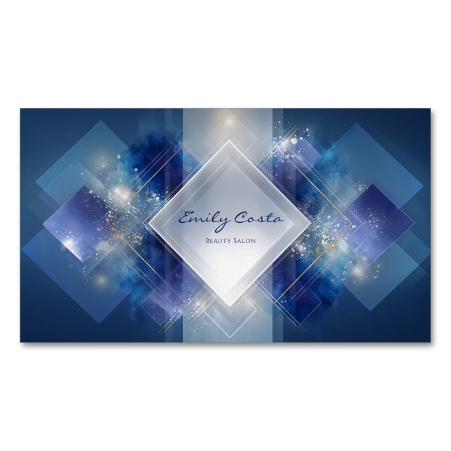 Futuristic Diamond Geometric Cosmic Nebula Business Card Magnet (Front)
