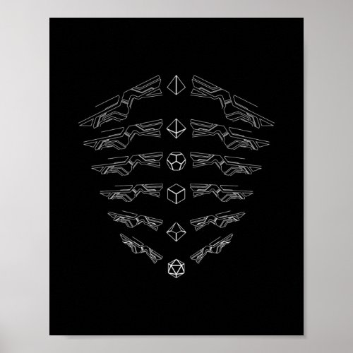 Futuristic Dice Set Minimalist D20 Dice Poster