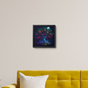 Futuristic Digital Glow Tree Peel And Stick Photo Tile