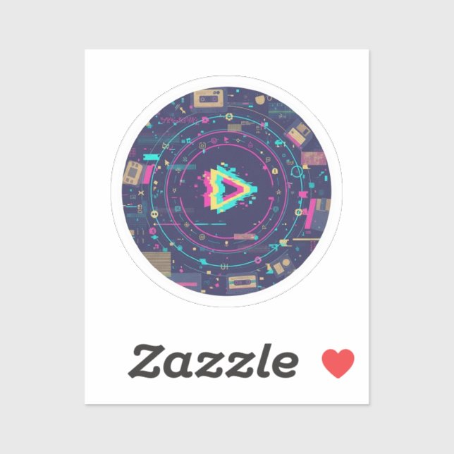 Futuristic Digital Play Button Abstract design  Sticker (Sheet)