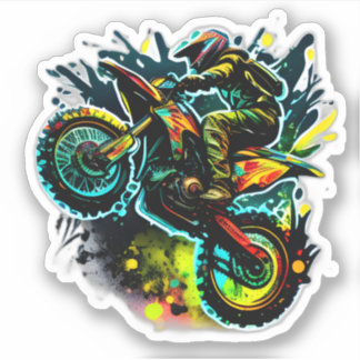 Futuristic Dirt Bike ,Neon Motocross Off Road Bike Sticker