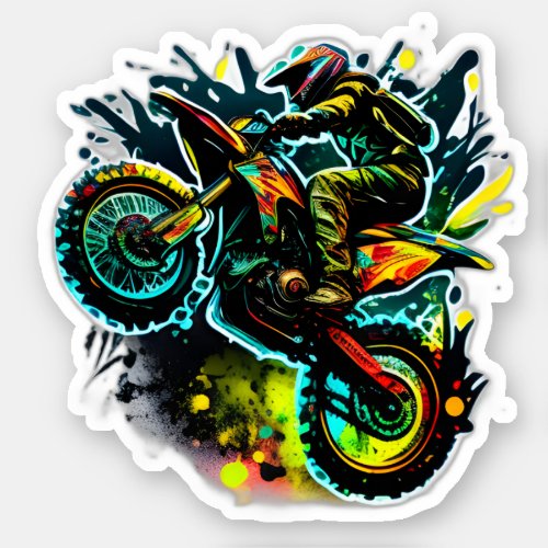 Futuristic Dirt Bike Neon Motocross Off Road Bike Sticker