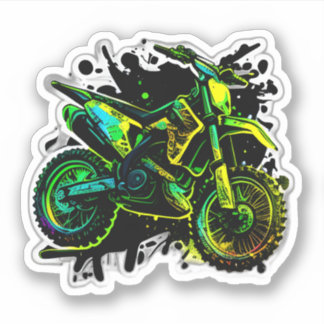 Futuristic Dirt Bike ,Neon Motocross Off Road Bike Sticker