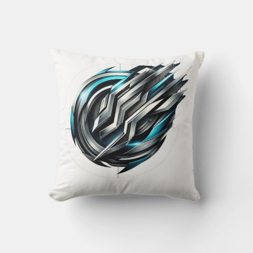 Futuristic Edge Emblem Throw Pillow