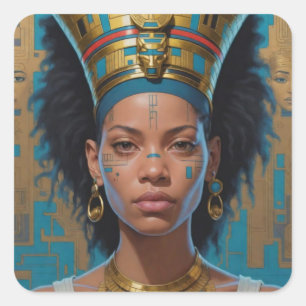 Futuristic Egyptian Queen Square Sticker