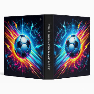 Futuristic Electric Football Soccer Ball Lightning 3 Ring Binder