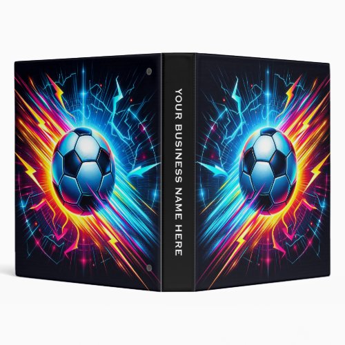 Futuristic Electric Football Soccer Ball Lightning 3 Ring Binder