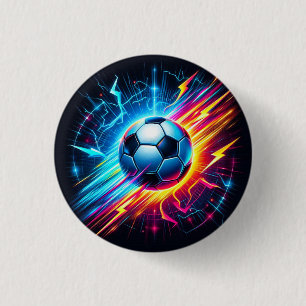 Futuristic Electric Football Soccer Ball Lightning Button