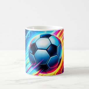 Futuristic Electric Football Soccer Ball Lightning Coffee Mug