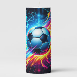 Futuristic Electric Football Soccer Ball Lightning Pillar Candle