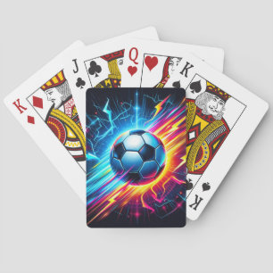 Futuristic Electric Football Soccer Ball Lightning Poker Cards