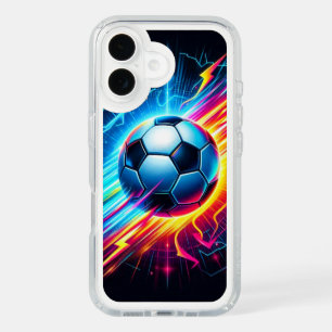 Futuristic Electric Football Soccer Ball Lightning iPhone 16 Case