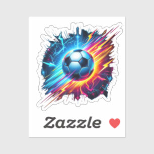 Futuristic Electric Football Soccer Ball Lightning Sticker