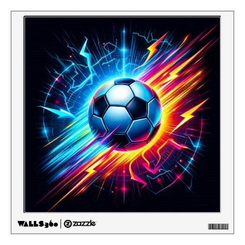 Futuristic Electric Football Soccer Ball Lightning Wall Decal
