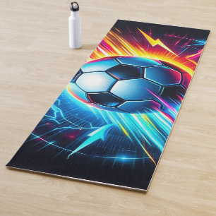 Futuristic Electric Football Soccer Ball Lightning Yoga Mat