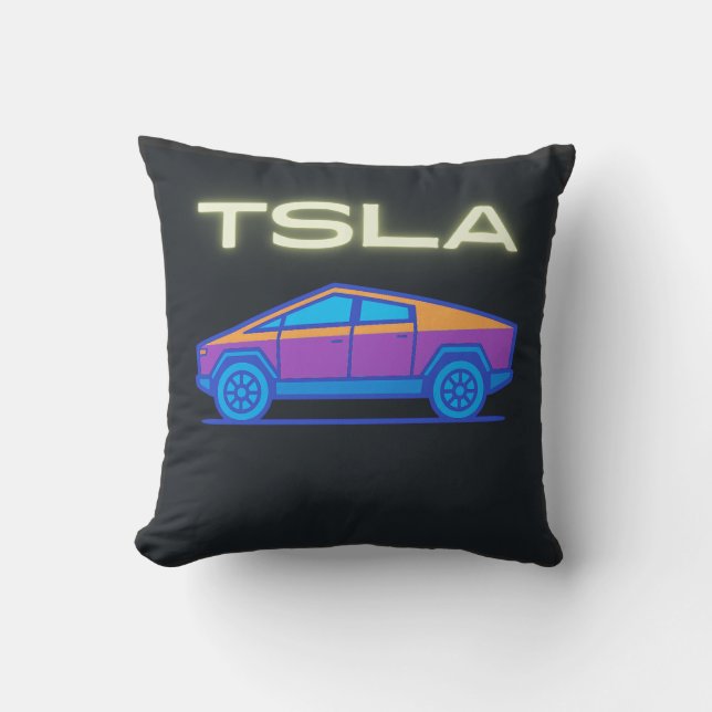 Futuristic Electric Pickup Truck | Cyber-Inspired  Throw Pillow (Front)