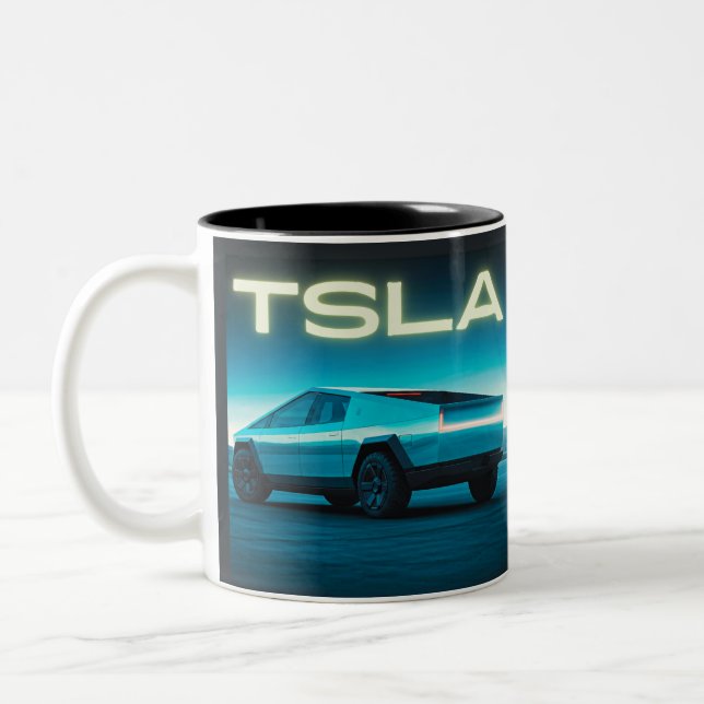 Futuristic Electric Pickup Truck Two-Tone Coffee Mug (Left)