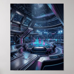 Futuristic Esports Command Center Neon Technology Poster