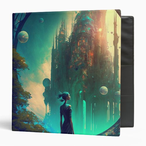 Futuristic Fantasy Castle Landscape 3 Ring Binder