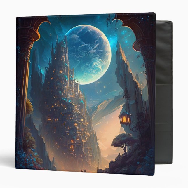 Futuristic Fantasy Castle Landscape 3 Ring Binder (Front/Inside)