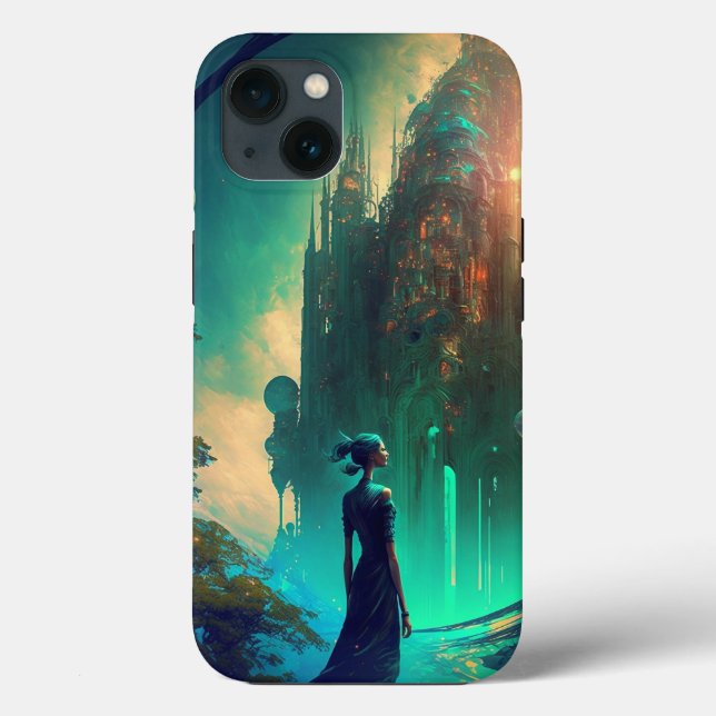 Futuristic Fantasy Castle Landscape Case-Mate iPhone Case (Back)