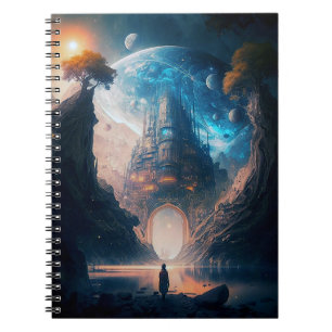 Futuristic Fantasy Castle Landscape Notebook