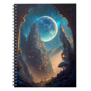 Futuristic Fantasy Castle Landscape Notebook