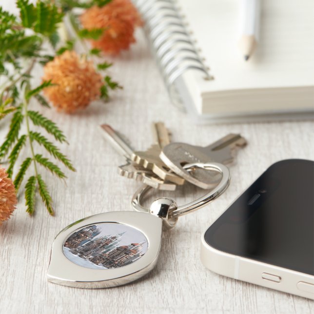 Futuristic Fantasy City Sci Fi Skyline Art Keychain (Side)