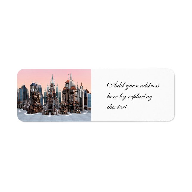Futuristic Fantasy City Sci Fi Skyline Art Label (Front)