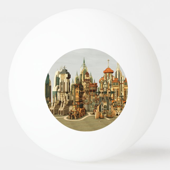 Futuristic Fantasy City Sci Fi Skyline Art Ping Pong Ball (Front)