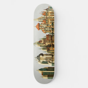 Futuristic Fantasy City Sci Fi Skyline Art Skateboard