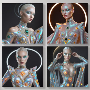 Futuristic Fantasy Fashion Acrylic Photo Tile